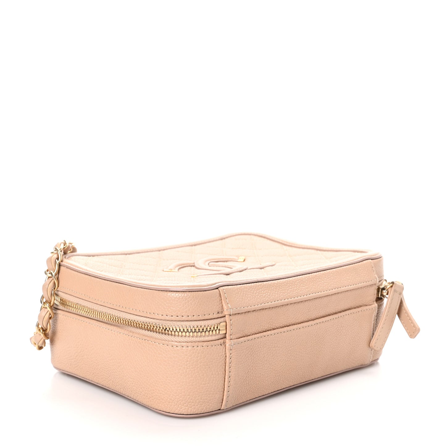 Caviar Quilted Medium CC Filigree Vanity Case Beige