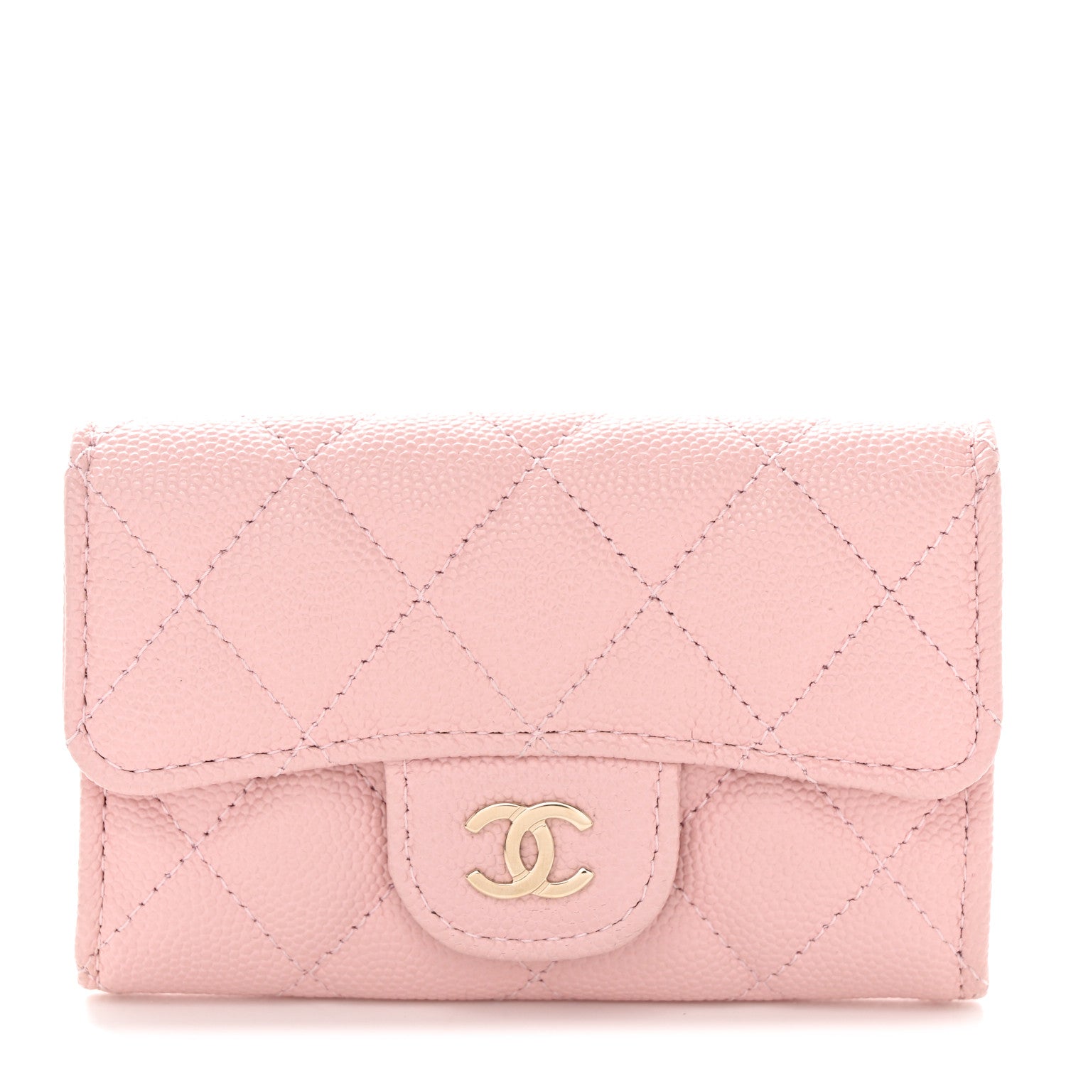 Chanel Caviar Quilted Flap Card Holder Wallet Light Pink 1 of 9