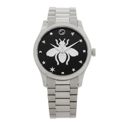 Gucci Stainless Steel 38mm G-Timeless Bee Quartz Watch Black 1 of 4