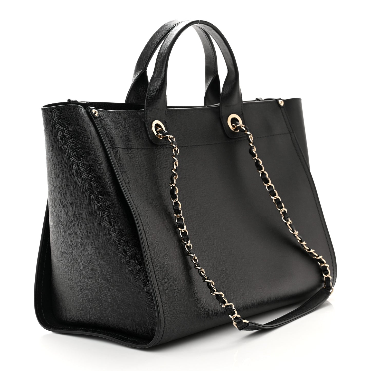 Caviar Medium Studded Deauville Tote Black