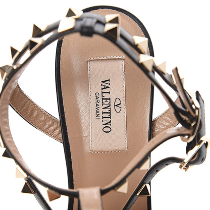 Valentino Garavani Pebbled Calfskin Rockstud Ankle Strap Low Heel Pumps 39 Black 7 of 7