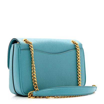 Prada Saffiano Flap Shoulder Bag Turchese 2 of 7