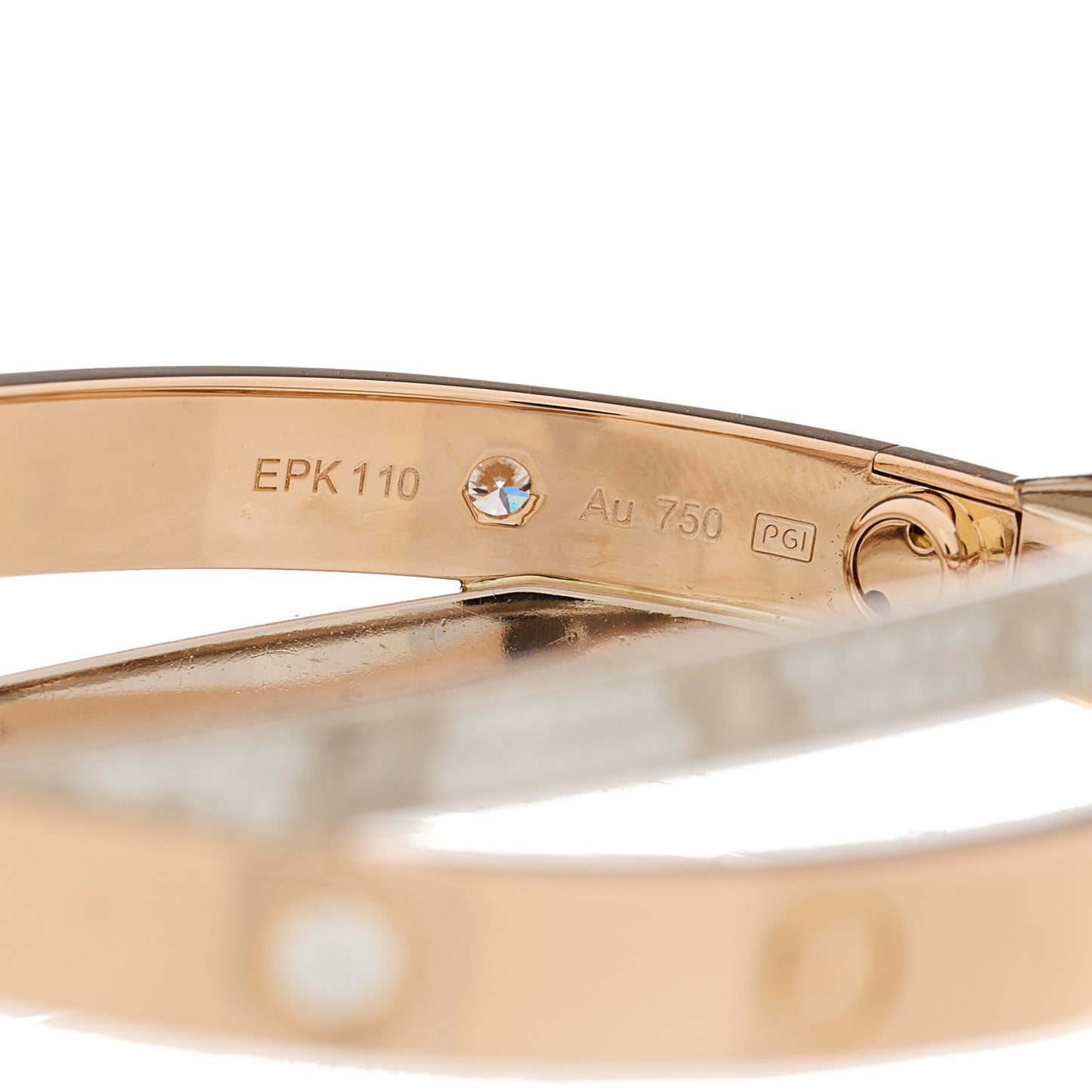 18K Pink White Gold Diamond Double LOVE Paved Bracelet 16