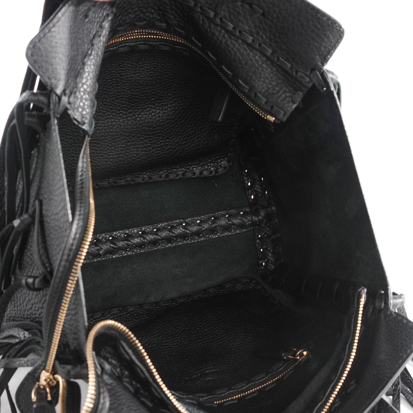 Grained Calfskin C-Rockee Fringe Tote Black