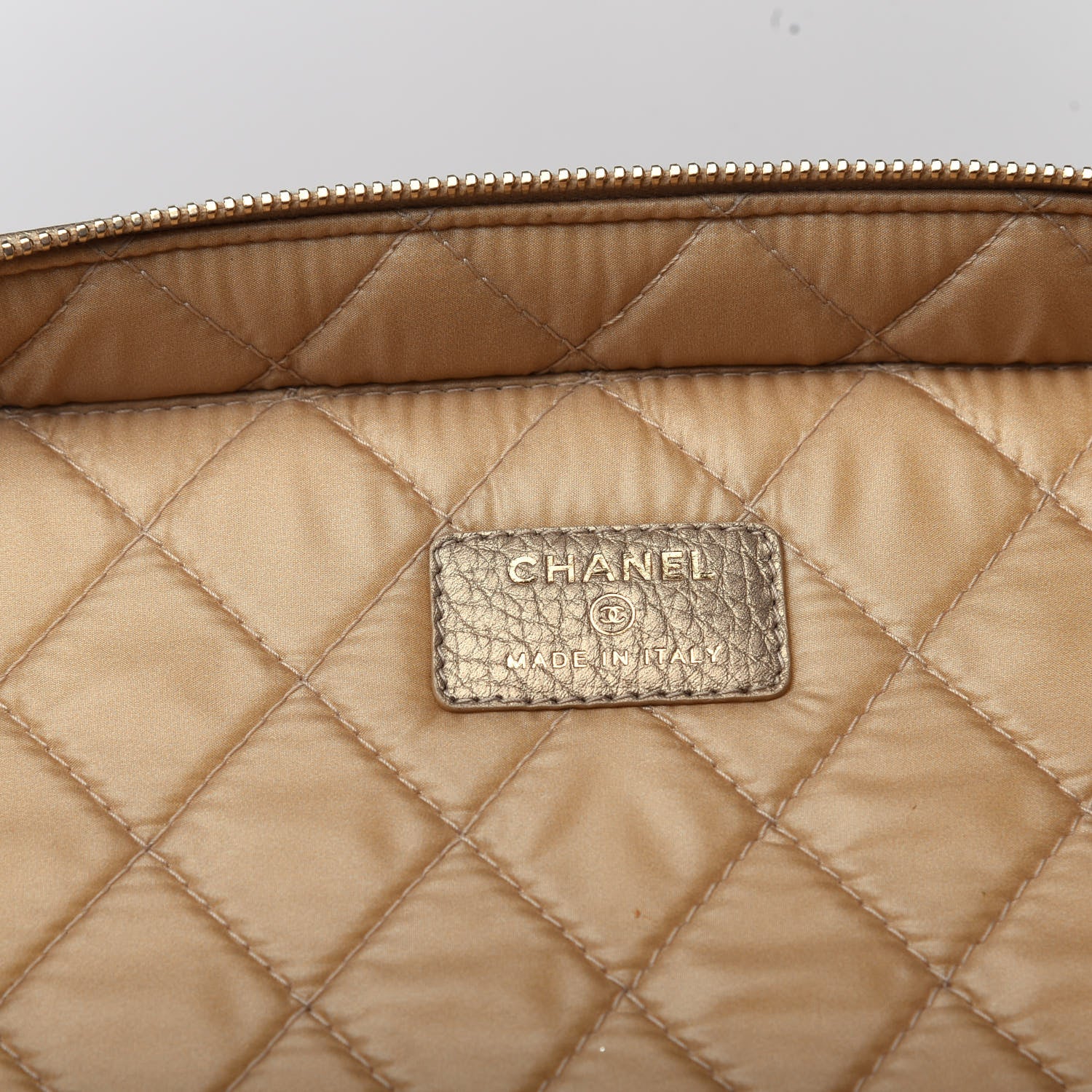 Chanel Metallic Calfskin Quilted Large Vanity Pouch Gold 6 of 8