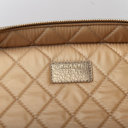 Chanel Metallic Calfskin Quilted Large Vanity Pouch Gold 6 of 8
