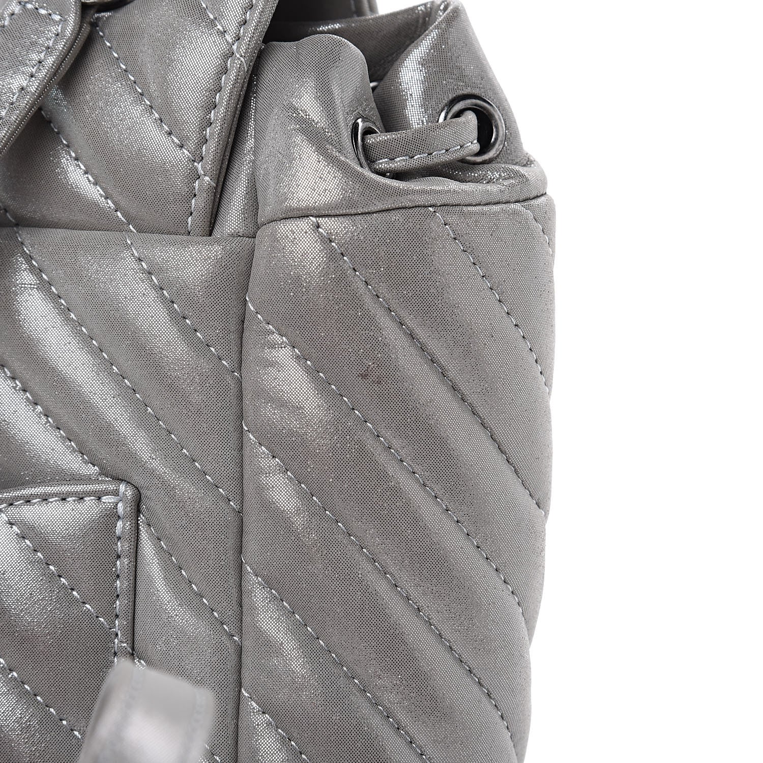 Chanel Metallic Calfskin Chevron Quilted Small Urban Spirit Backpack Silver 11 of 14