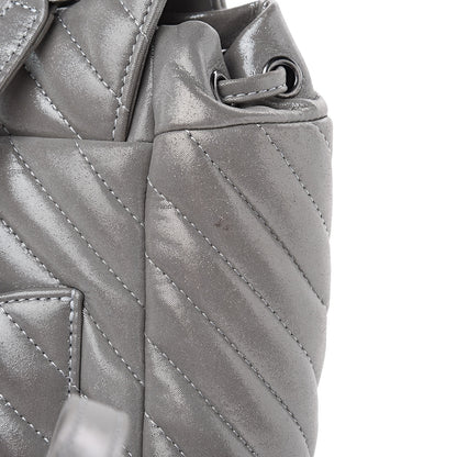 Chanel Metallic Calfskin Chevron Quilted Small Urban Spirit Backpack Silver 11 of 14