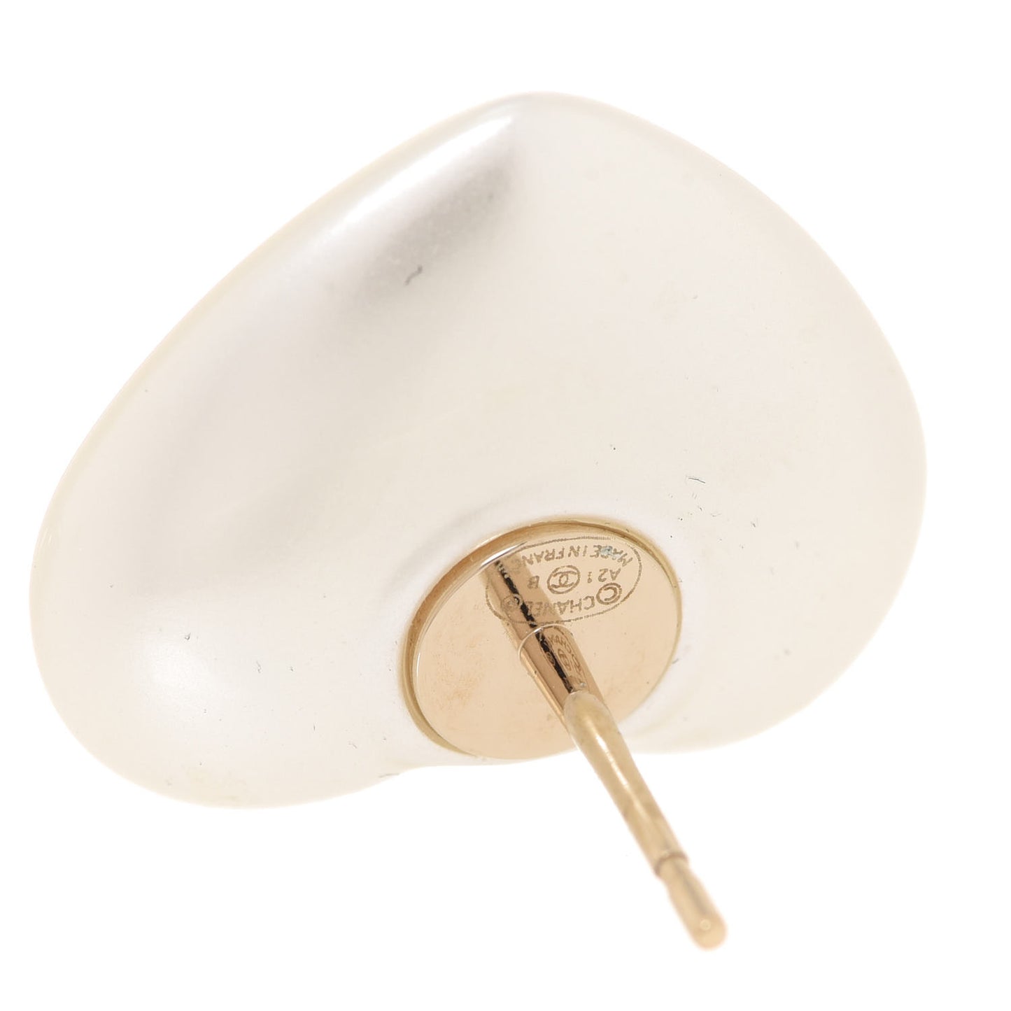 Pearl Crystal CC Heart Earrings Gold