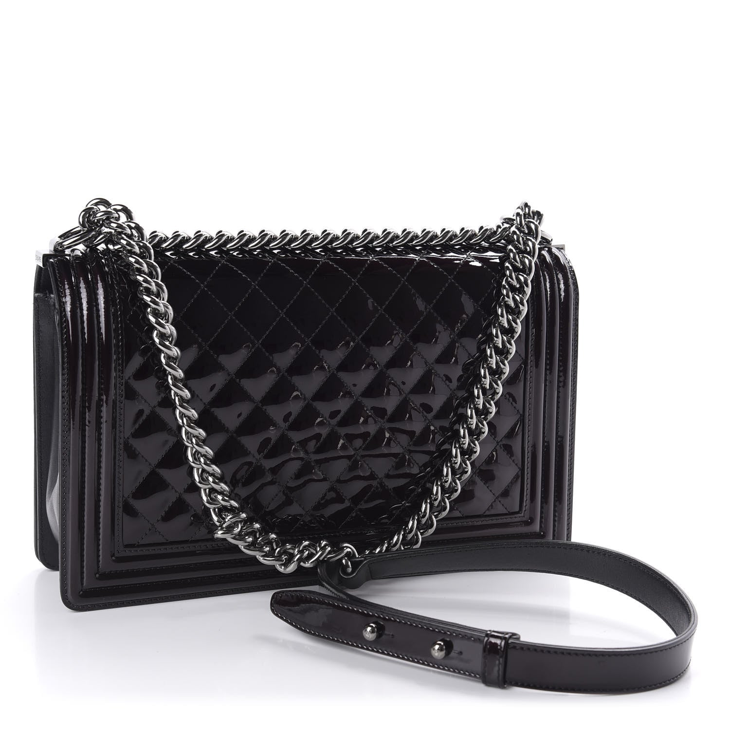 Chanel Patent Quilted New Medium Boy Flap Black 3 of 12