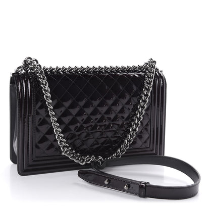 Chanel Patent Quilted New Medium Boy Flap Black 3 of 12