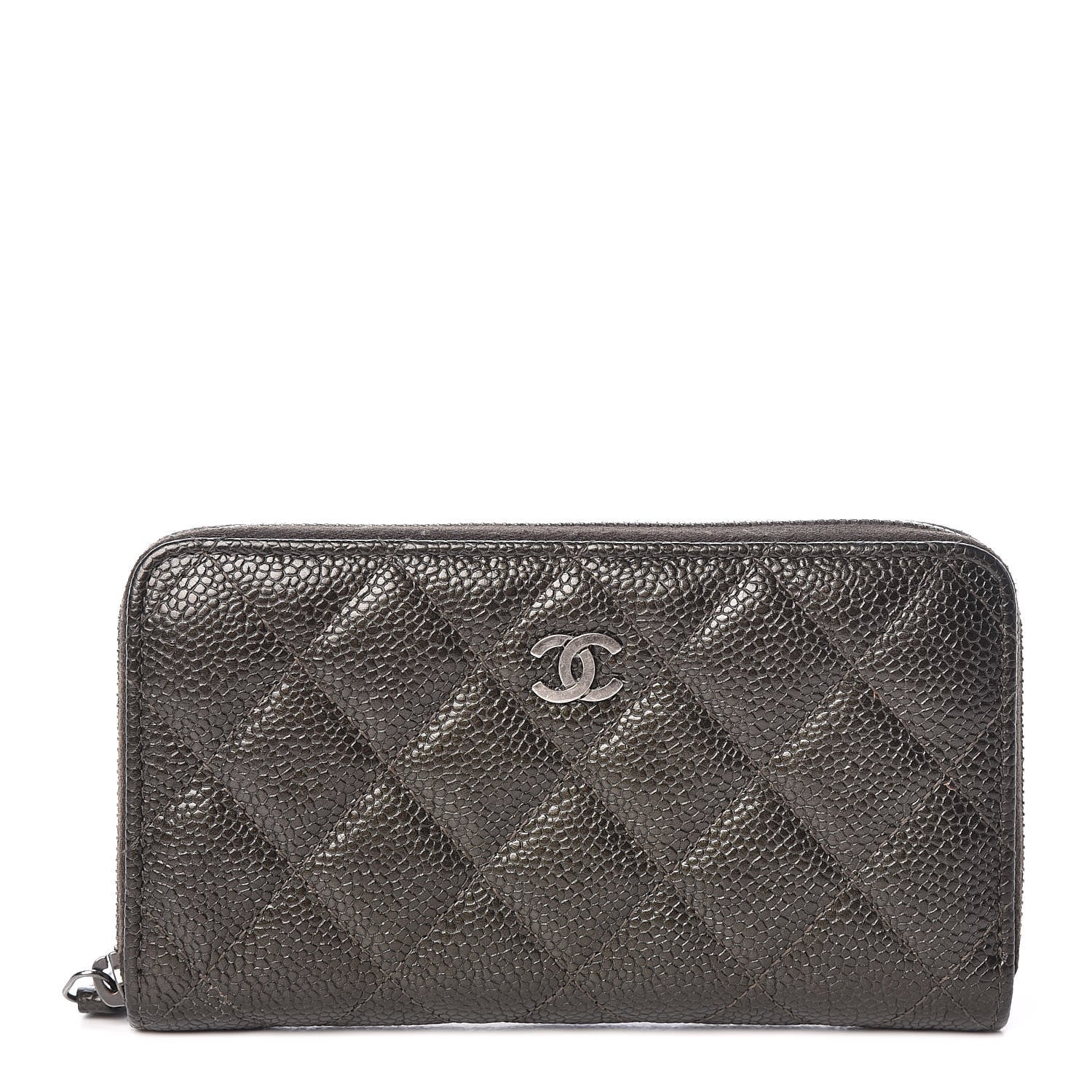 Chanel Caviar Quilted Medium Zip Around Wallet Dark Charcoal 1 of 9