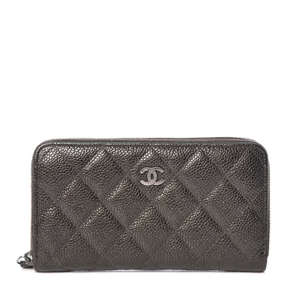Chanel Caviar Quilted Medium Zip Around Wallet Dark Charcoal 1 of 9