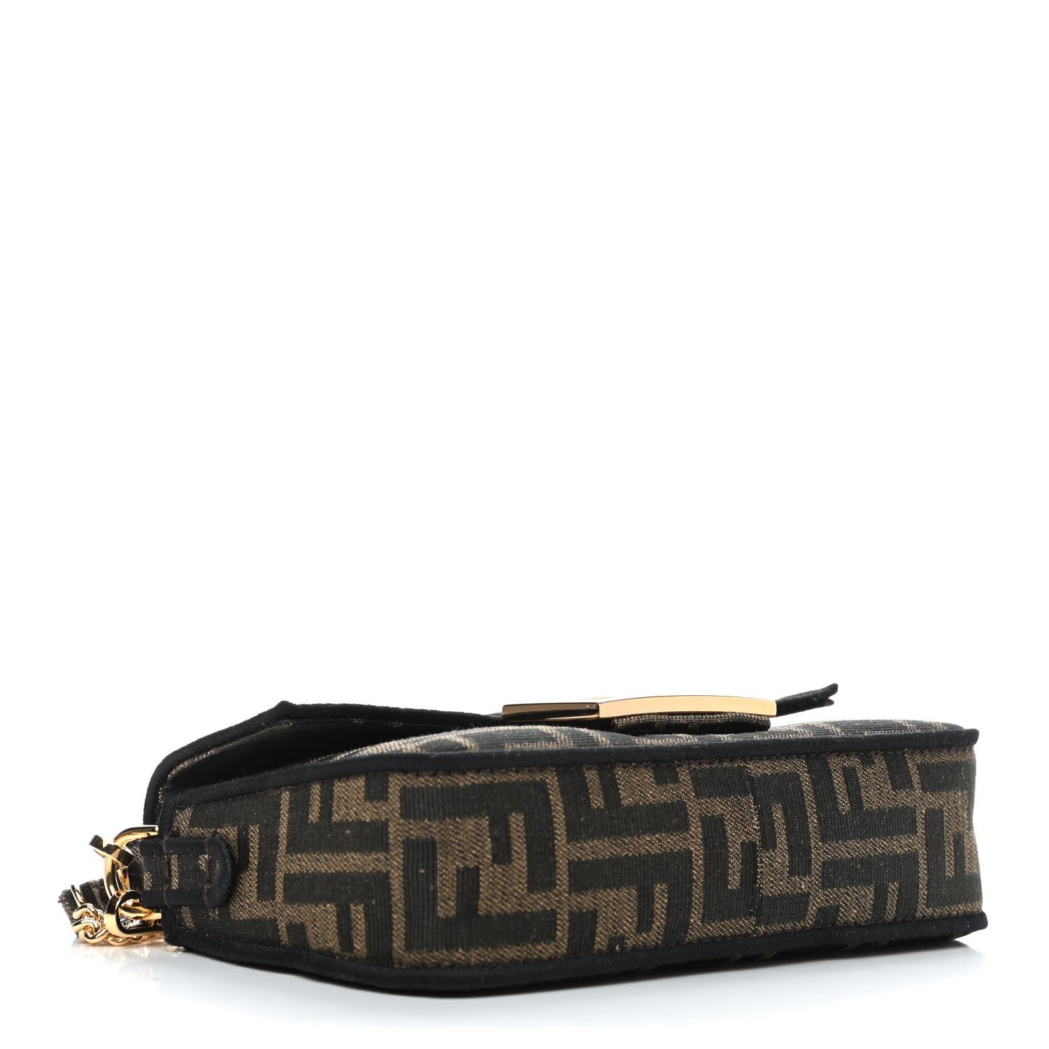 Fendi Fabric Jacquard FF 1974 Mini Baguette Tobacco Moro Black 3 of 4