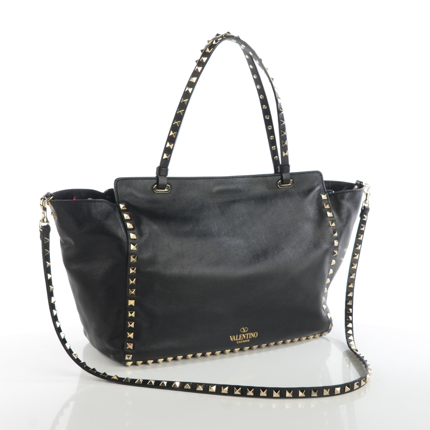 Vitello Medium Rockstud Tote Black