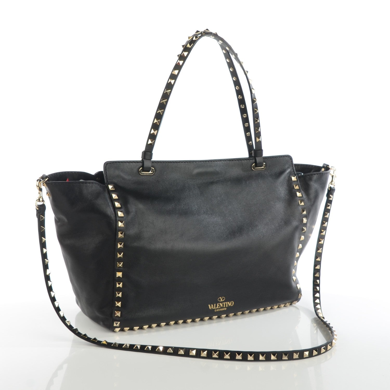 Valentino Garavani Vitello Medium Rockstud Tote Black 4 of 7
