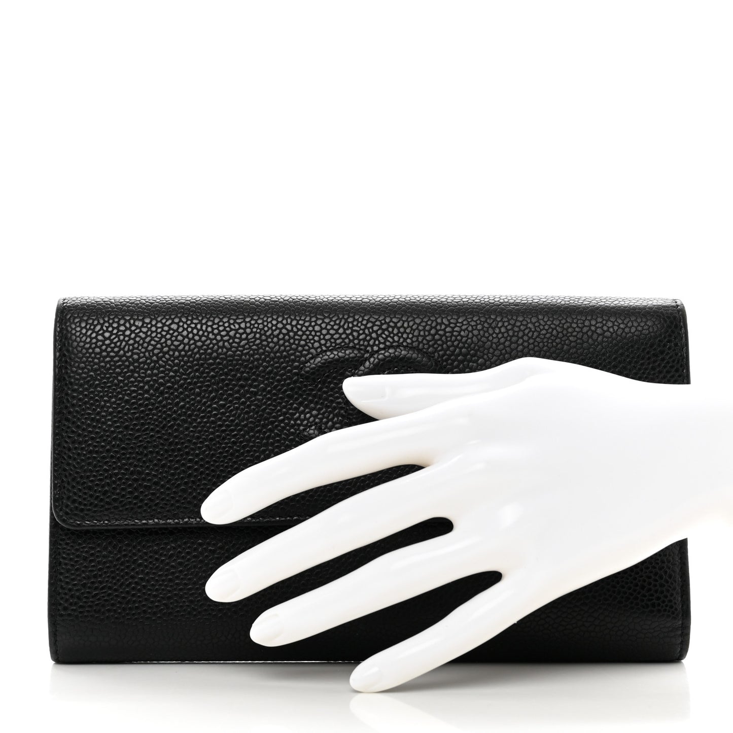 Caviar Timeless CC Large Gusset Flap Wallet Black