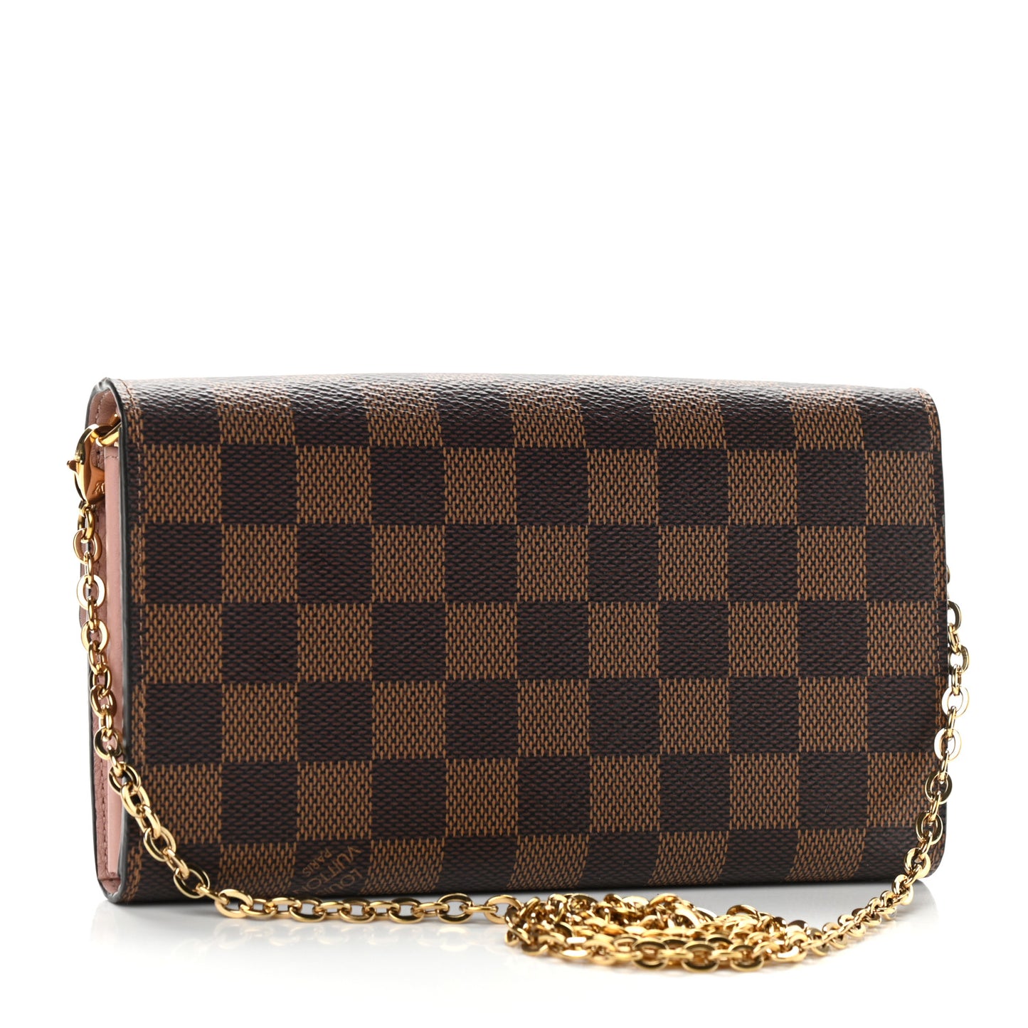 Damier Ebene Croisette Chain Wallet Rose Ballerine