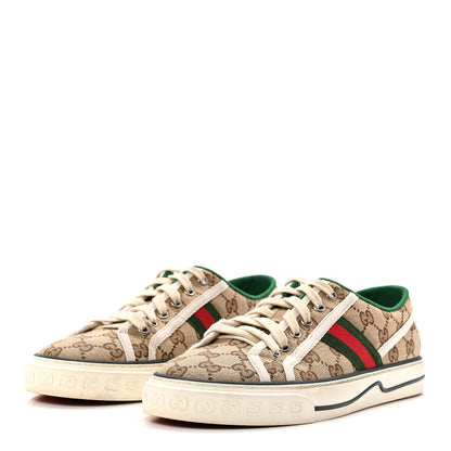 Gucci GG Monogram Web Womens 1977 Tennis Sneakers 41 Beige Ebony Mystic White 4 of 8