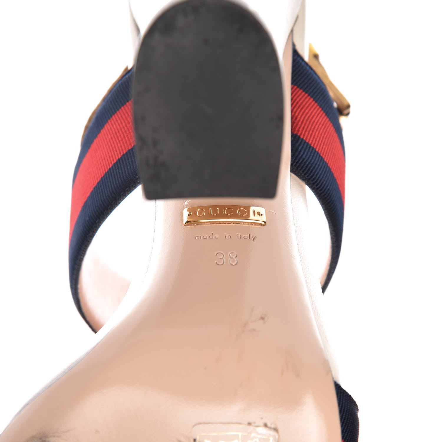 Gucci Grosgrain Web Aline High Heel Sandals 38 Oro 8 of 13