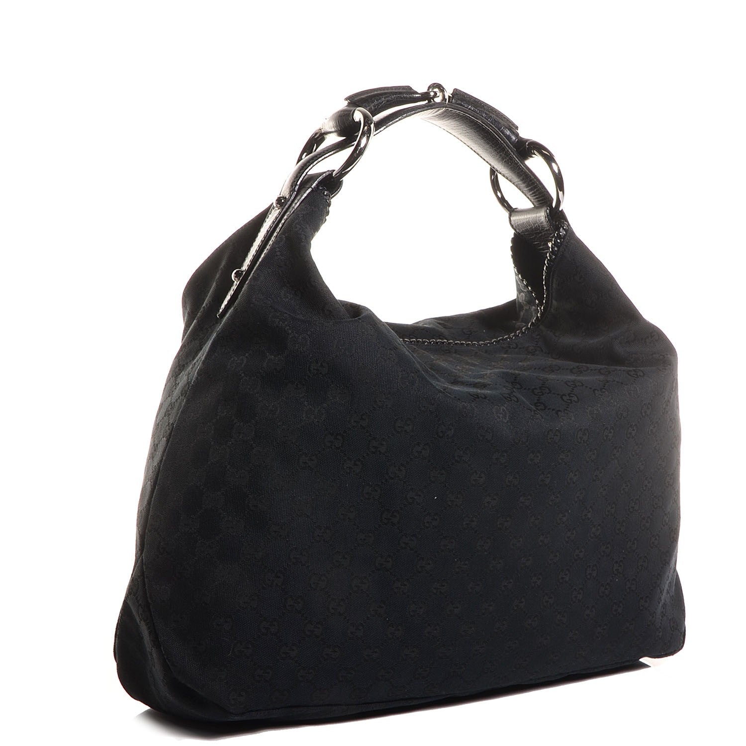 Gucci Monogram Large Horsebit Chain Hobo Black 3 of 7