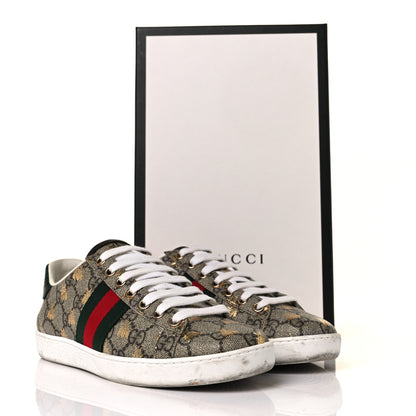 Gucci GG Supreme Monogram Bees Ayers Web Womens Ace Sneakers 35.5 Beige Oro Green Red 10 of 10