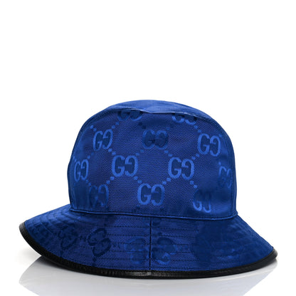 Gucci Econyl Nylon Monogram Off The Grid Will Bucket Hat Orient Blue Black 3 of 9