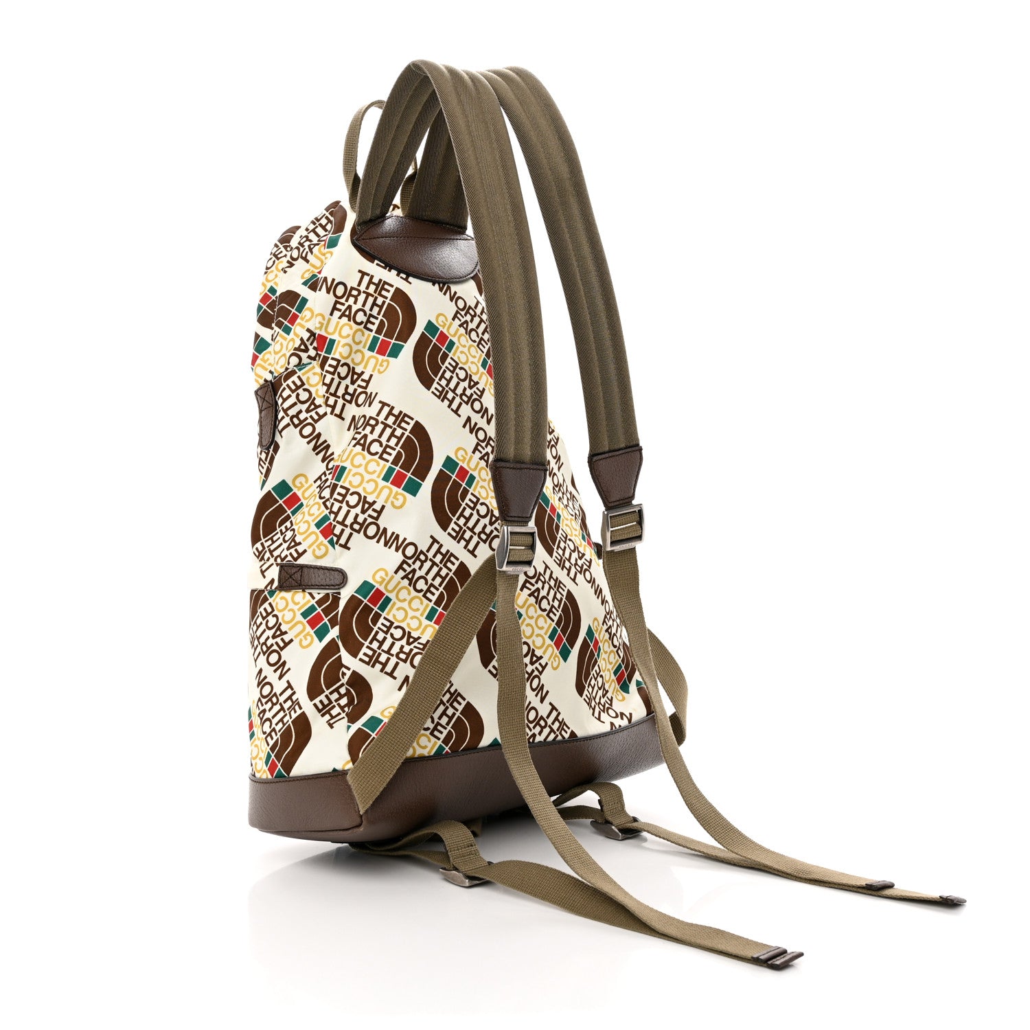 Gucci X THE NORTH FACE Econyl Nylon Medium Backpack Brown White 3 of 16