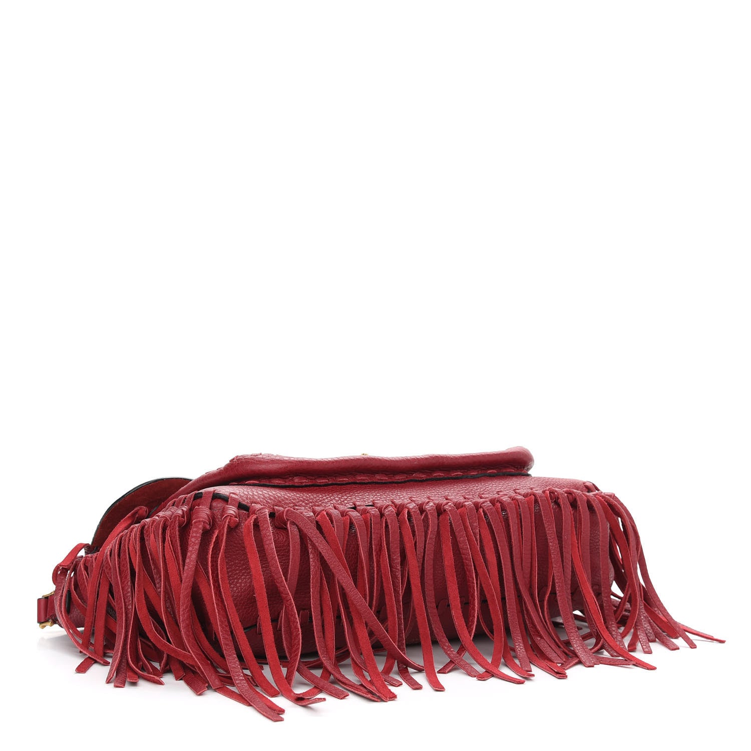 Valentino Garavani Grained Calfskin C Rockee Scarab Fringe Shoulder Bag Scarlet 4 of 11