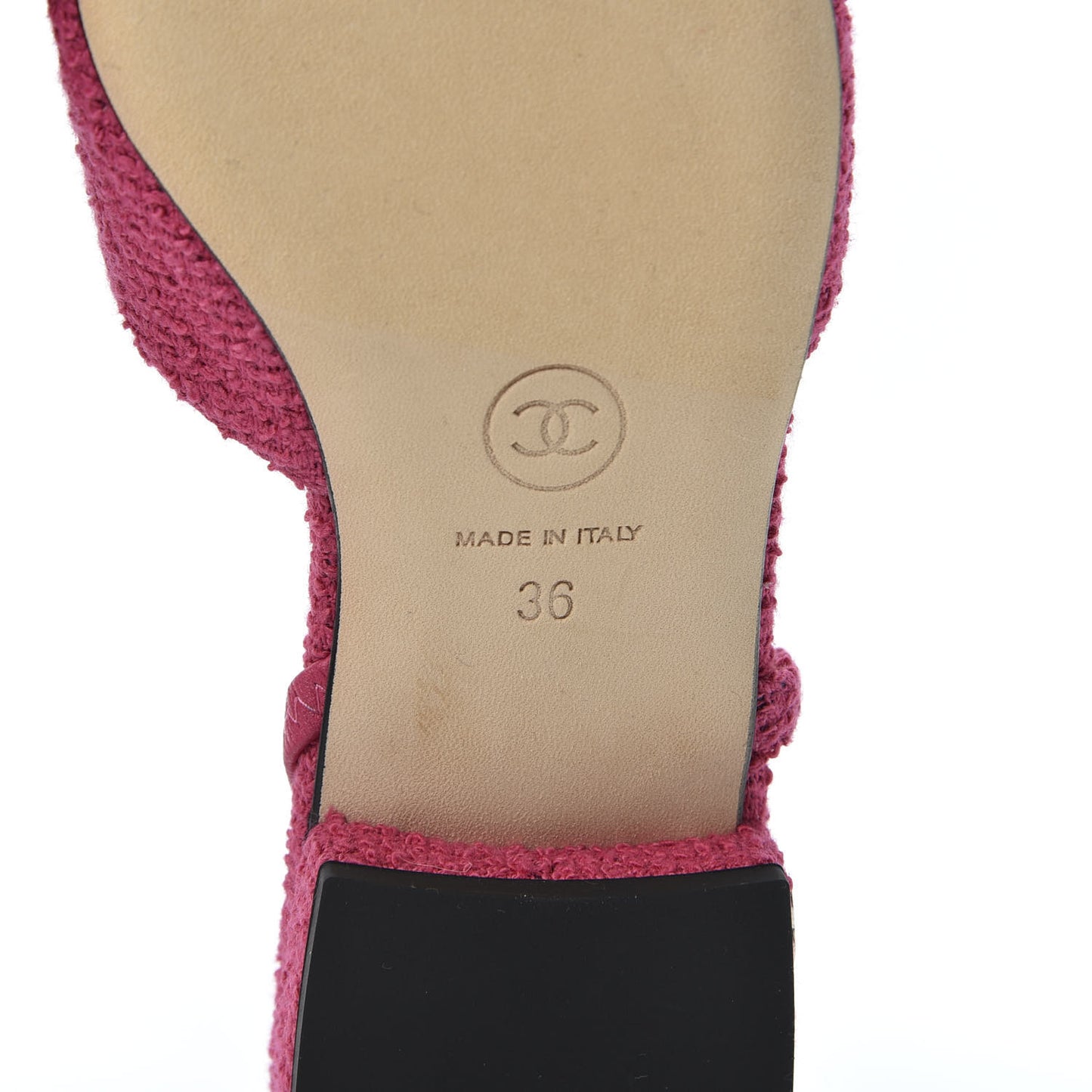 Tweed Cap Toe CC Slingback Flat 36 Pink