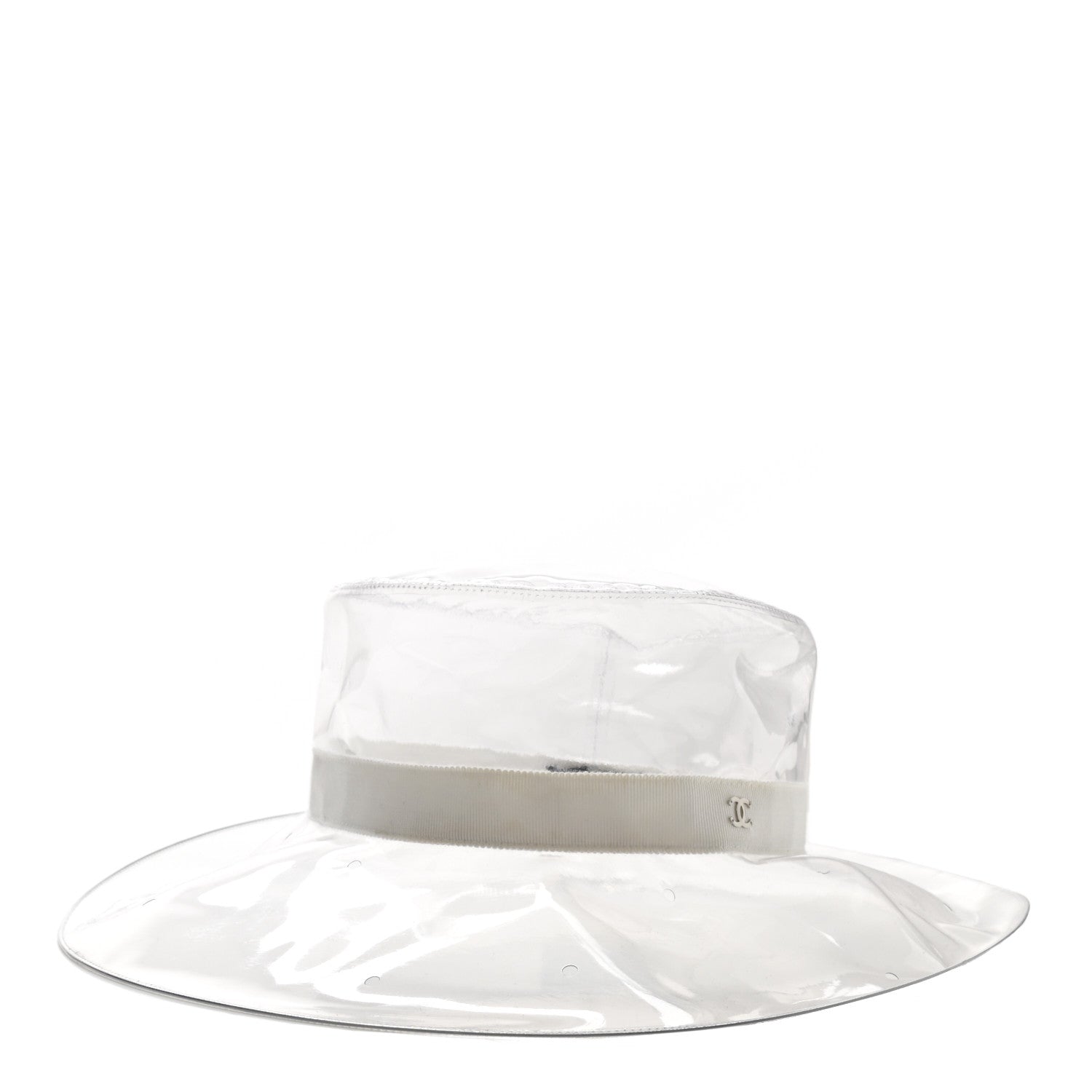 Chanel PVC Vinyl CC Cloche Hat S Transparent White 3 of 8