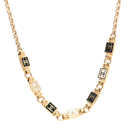 Chanel Metal Enamel CC Squares Choker Gold White Black 1 of 4