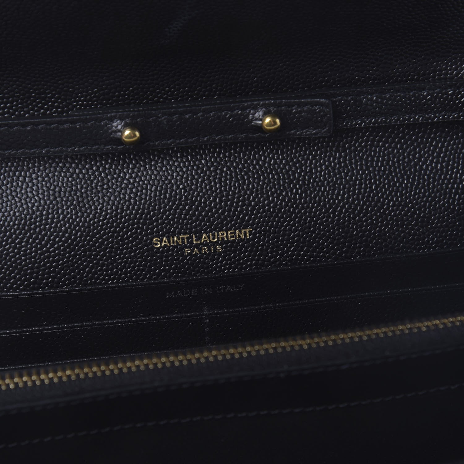 Saint Laurent Grain De Poudre Matelasse Chevron Monogram Chain Wallet Black 7 of 8