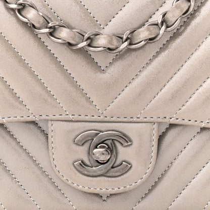 Chanel Iridescent Calfskin Chevron Quilted Mini Square Flap Silver 8 of 10