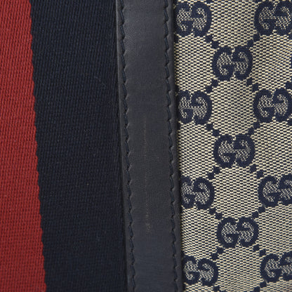 Gucci Monogram Selleria Calfskin Vintage Web Medium Boston Beige Blue 18 of 18