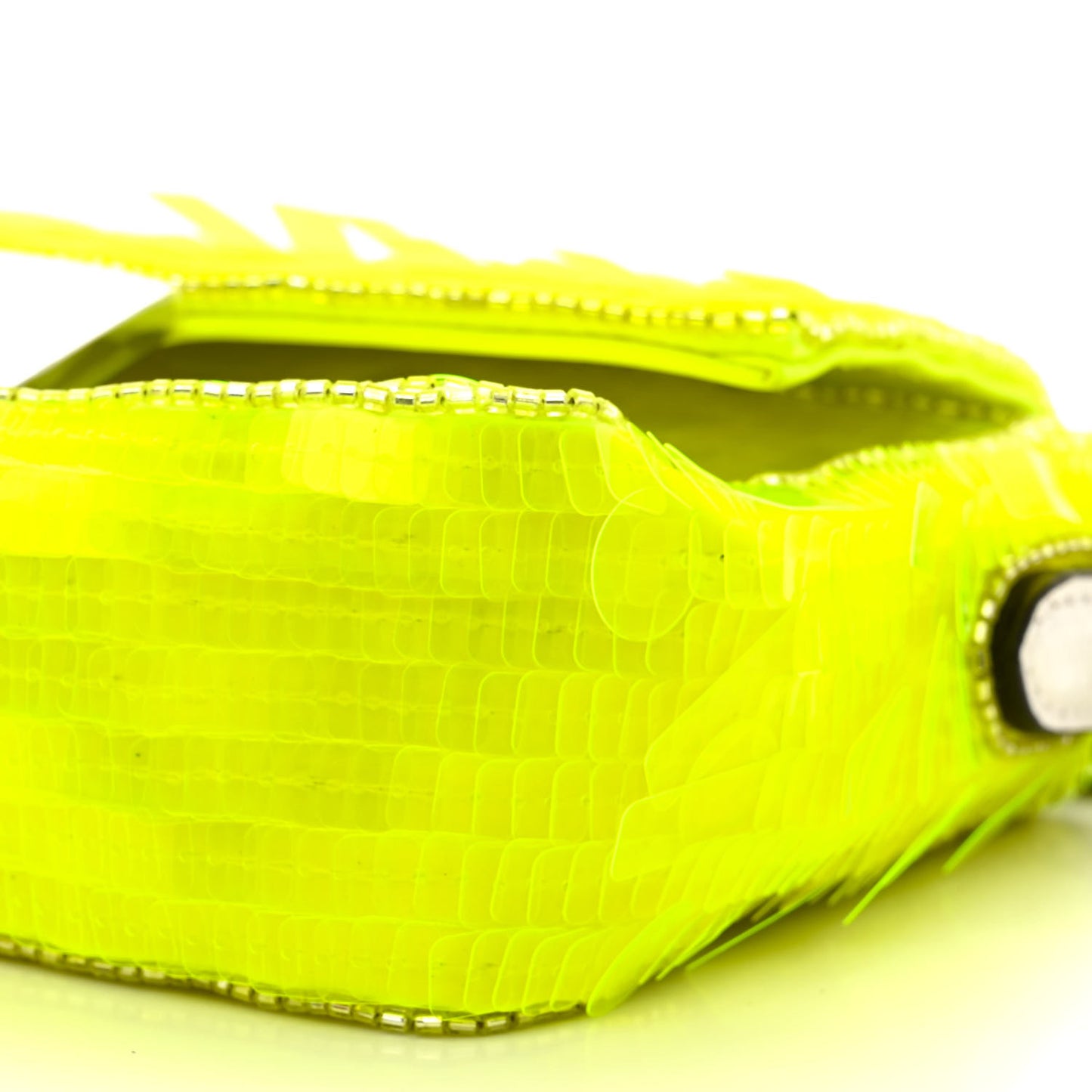 Transparent Paillettes Elaphe Mini Baguette Yellow Fluo Avorio