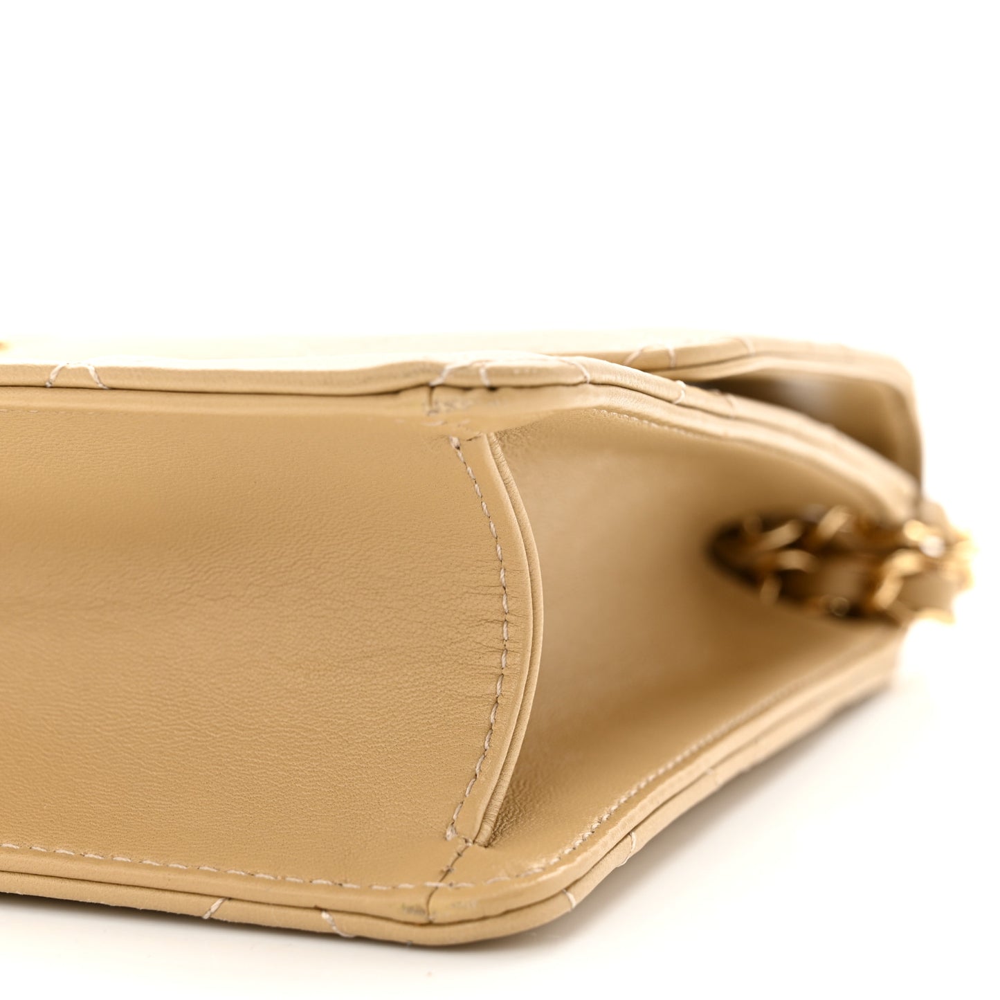 Lambskin Quilted Large Golden Class Flap Beige