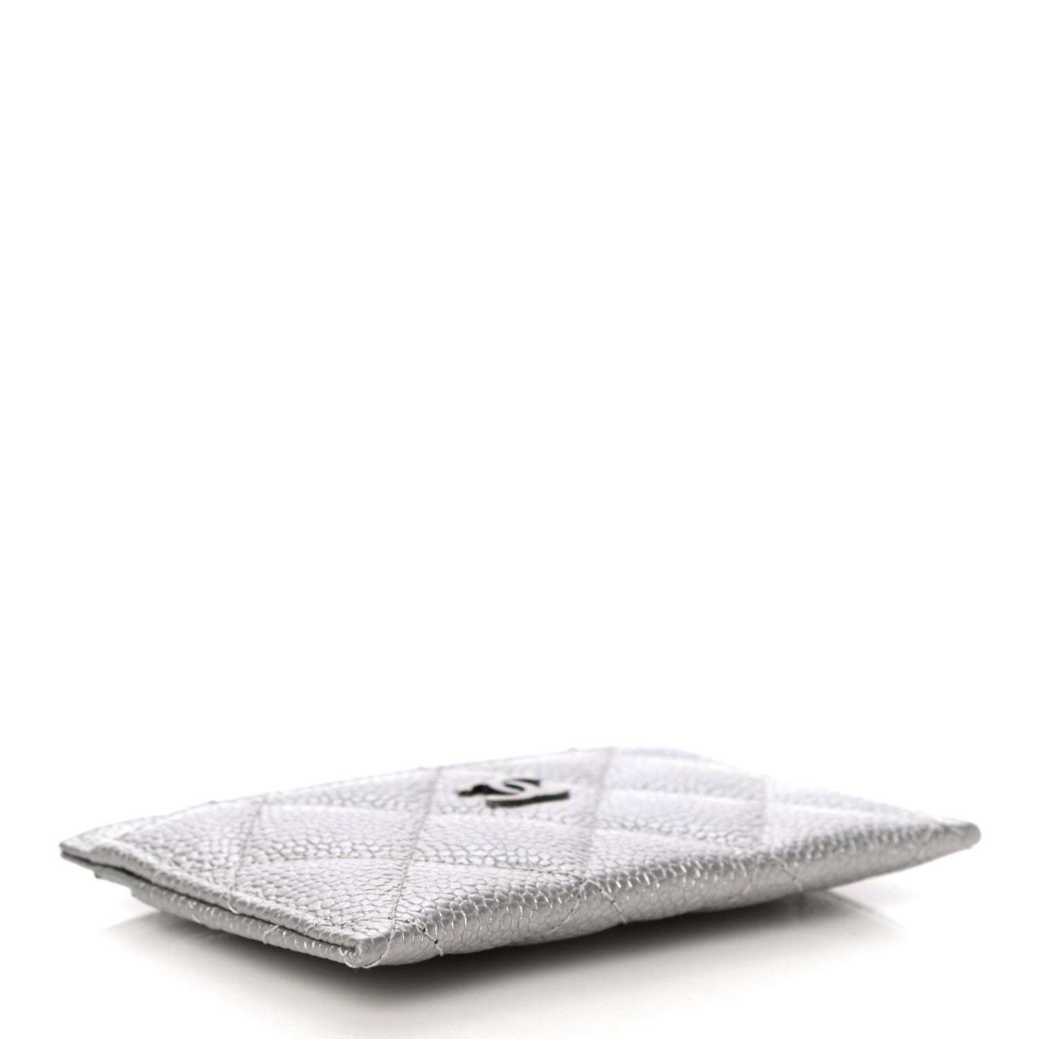Chanel Metallic Caviar Quilted Card Holder Silver 4 of 11