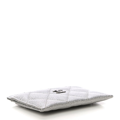 Chanel Metallic Caviar Quilted Card Holder Silver 4 of 11