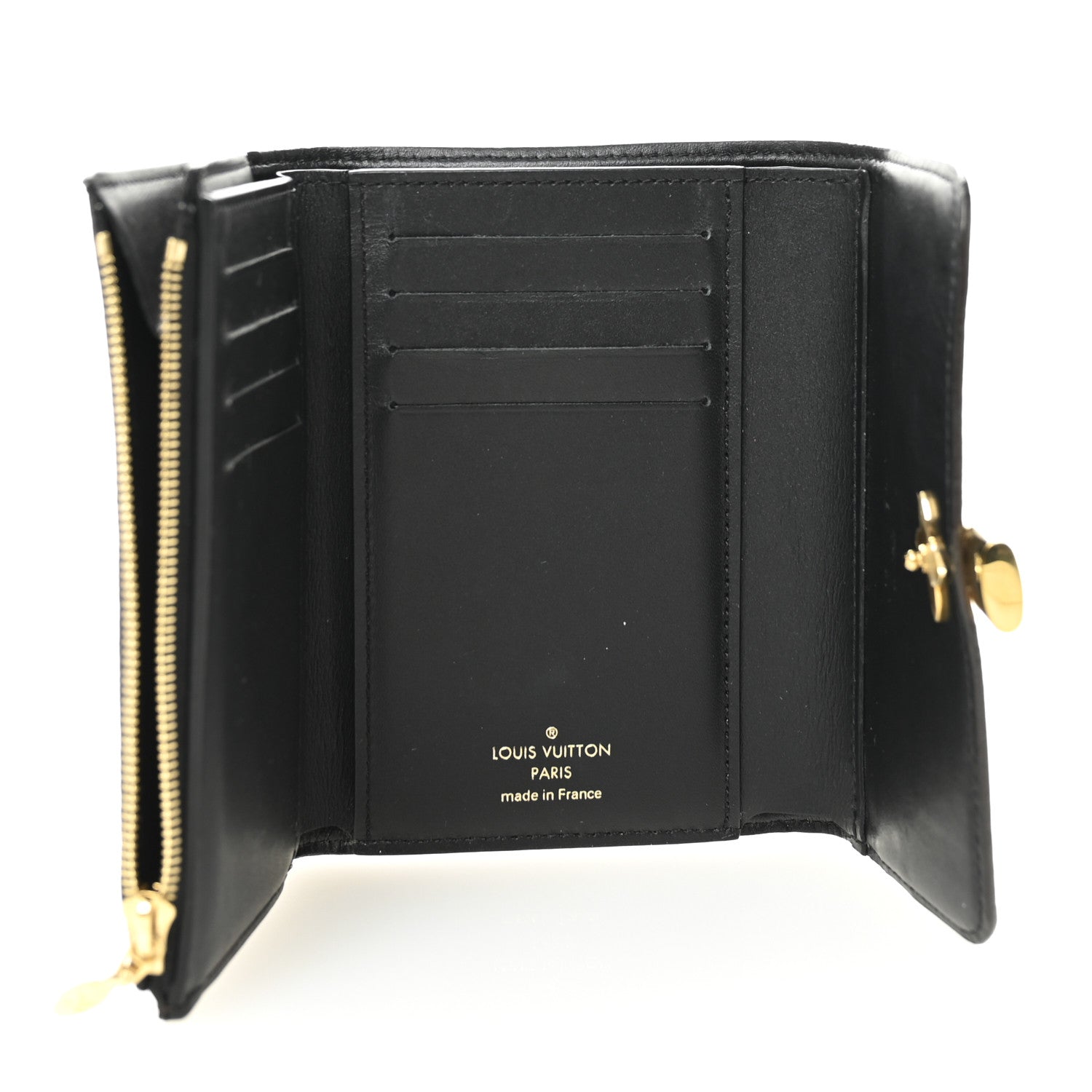 Louis Vuitton Monogram Flower Lock Compact Wallet Black 5 of 7