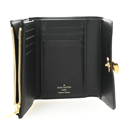 Louis Vuitton Monogram Flower Lock Compact Wallet Black 5 of 7