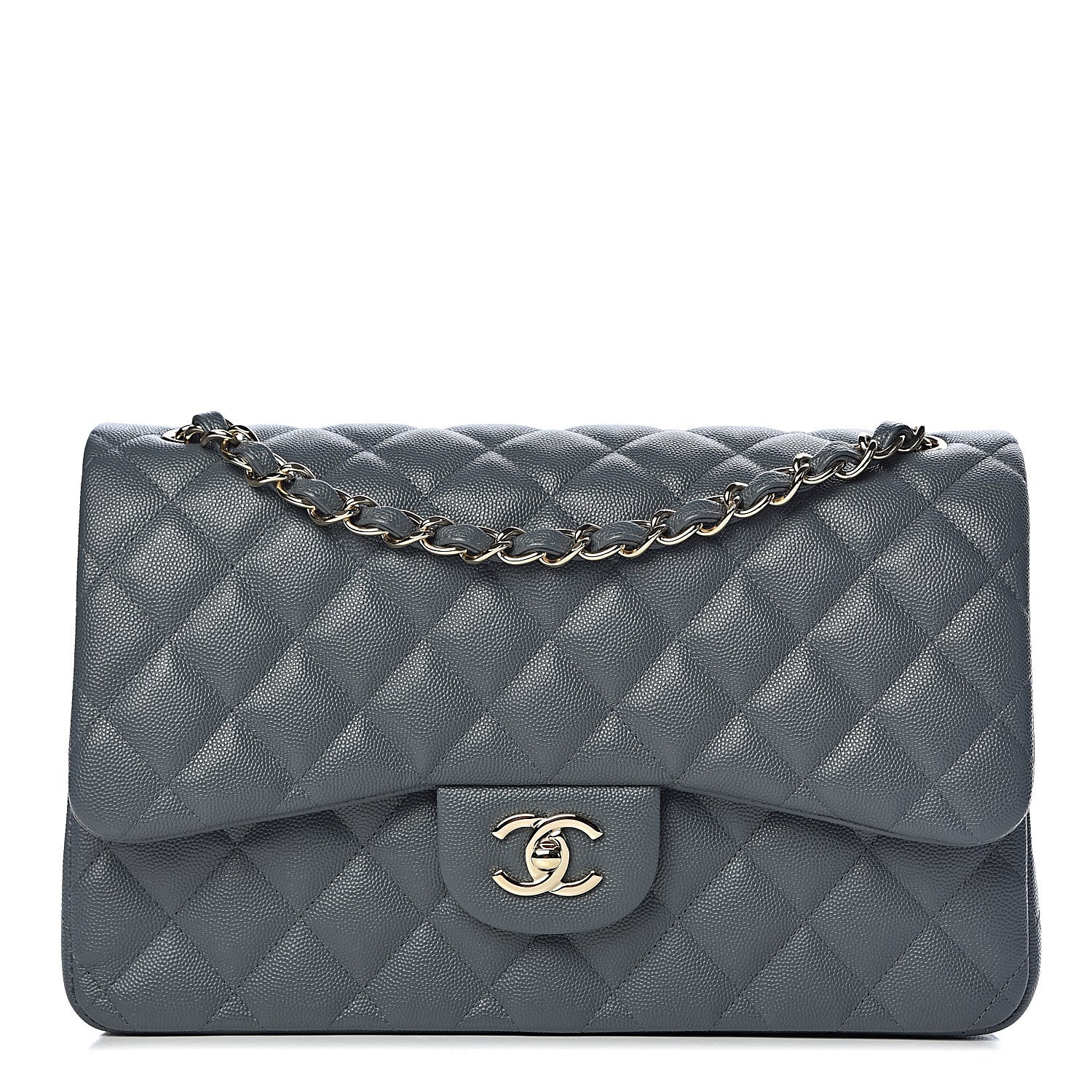 Chanel Caviar Quilted Jumbo Double Flap Dark Grey 1 of 11