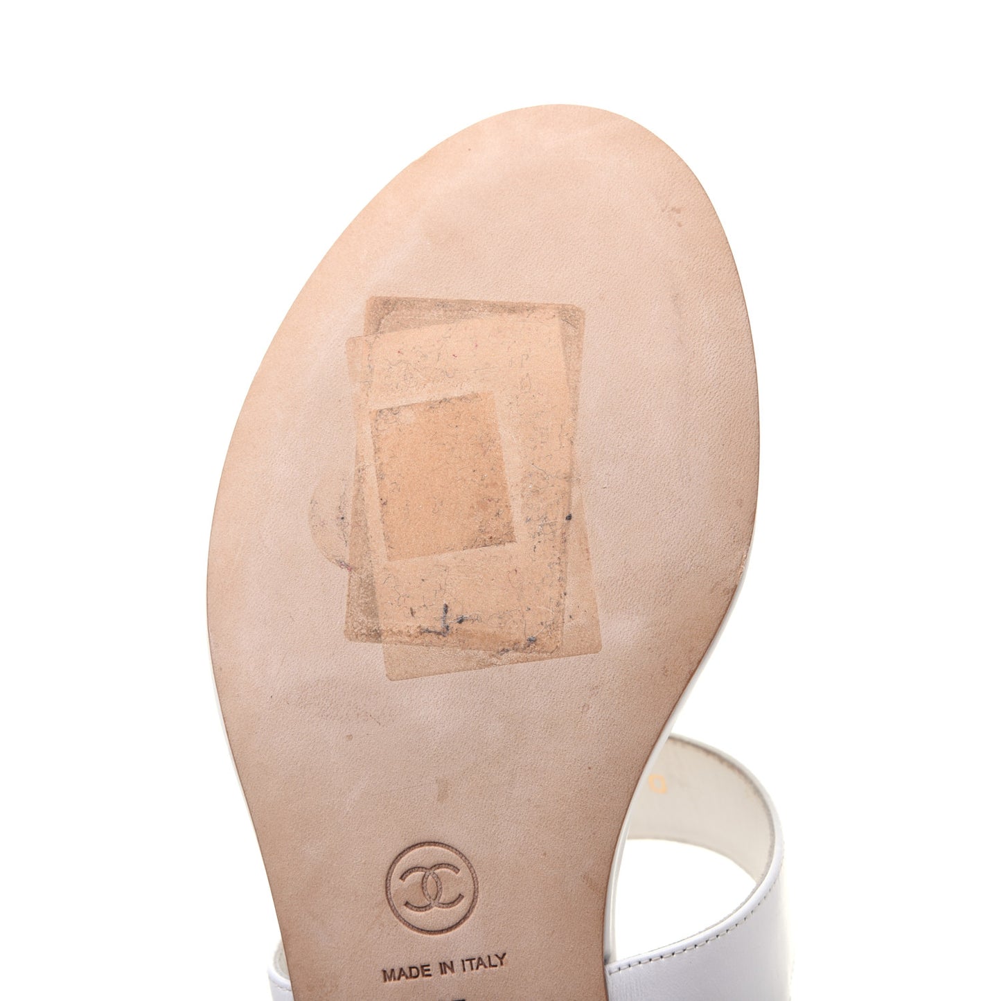 Lambskin CC Thong Sandals 37 White