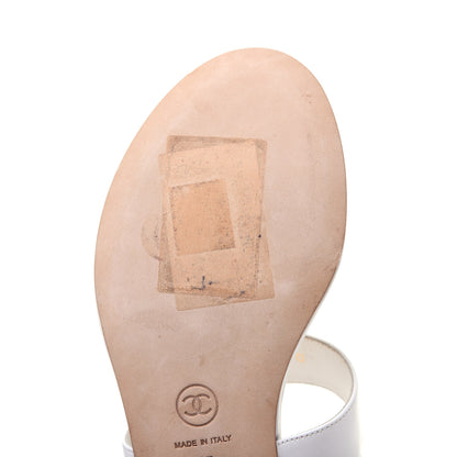 Chanel Lambskin CC Thong Sandals 37 White 12 of 20