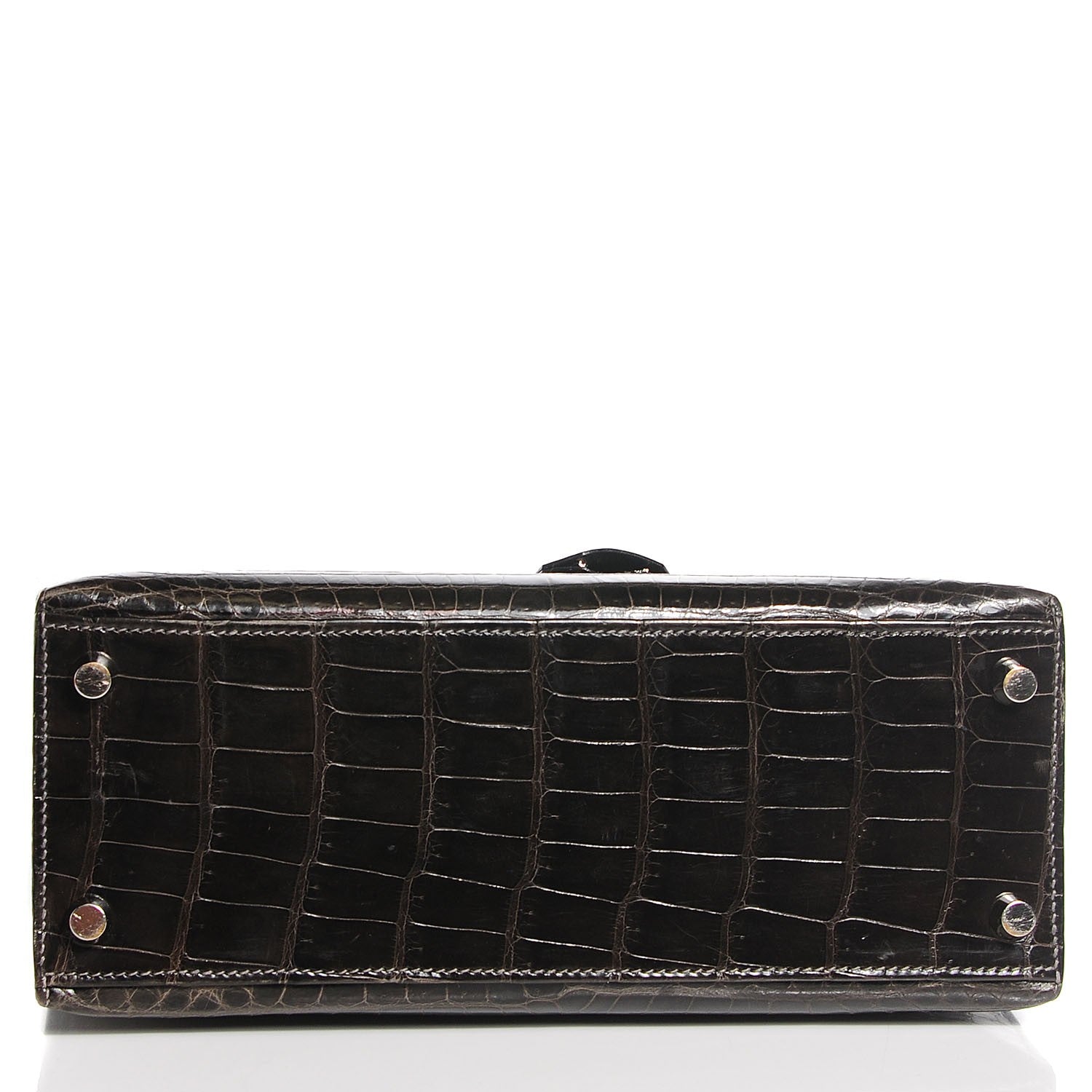 Hermes Shiny Niloticus Crocodile Kelly Sellier 25 Graphite 7 of 27