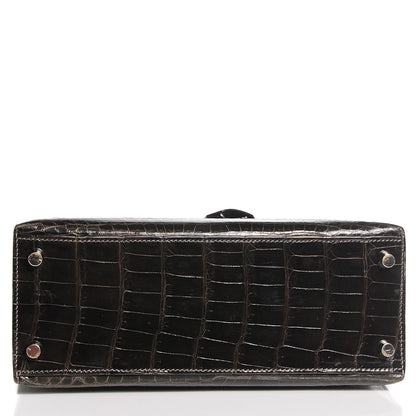 Hermes Shiny Niloticus Crocodile Kelly Sellier 25 Graphite 7 of 27
