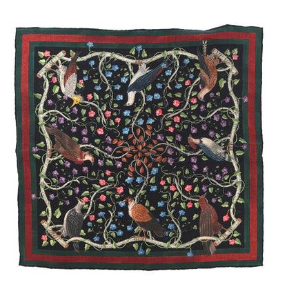 Gucci Silk Floral Condor Square Handkerchief Black 1 of 3