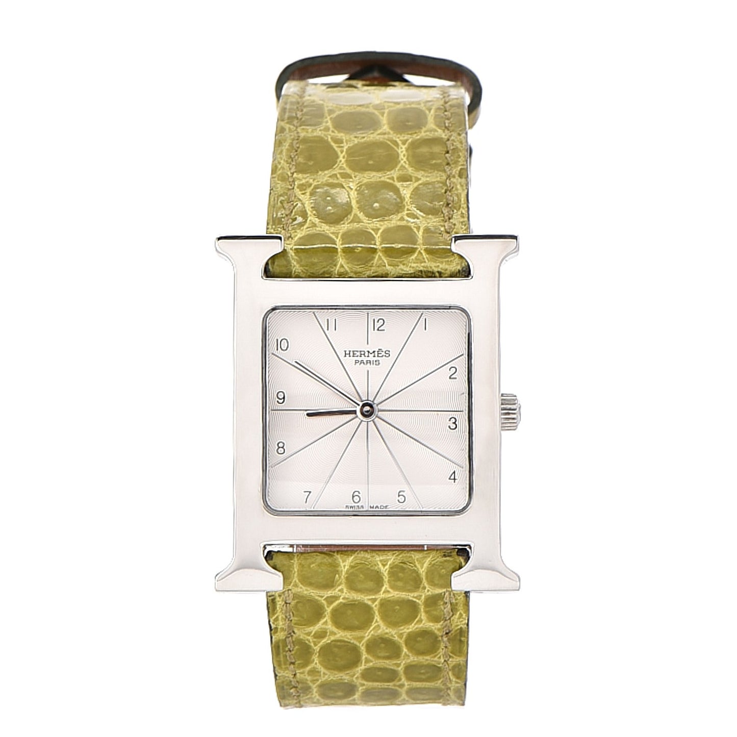 Stainless Steel Alligator 26mm Heure H Hour Quartz Watch Vert Anis