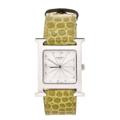 Hermes Stainless Steel Alligator 26mm Heure H Hour Quartz Watch Vert Anis 1 of 9