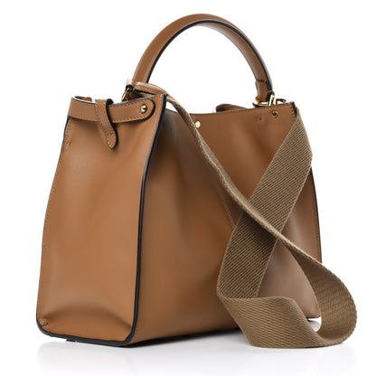 Fendi Vitello Seta Light Century Shearling FF 1974 Medium Peekaboo X-Lite Nocciolo Ebano Tobacco 3 of 10